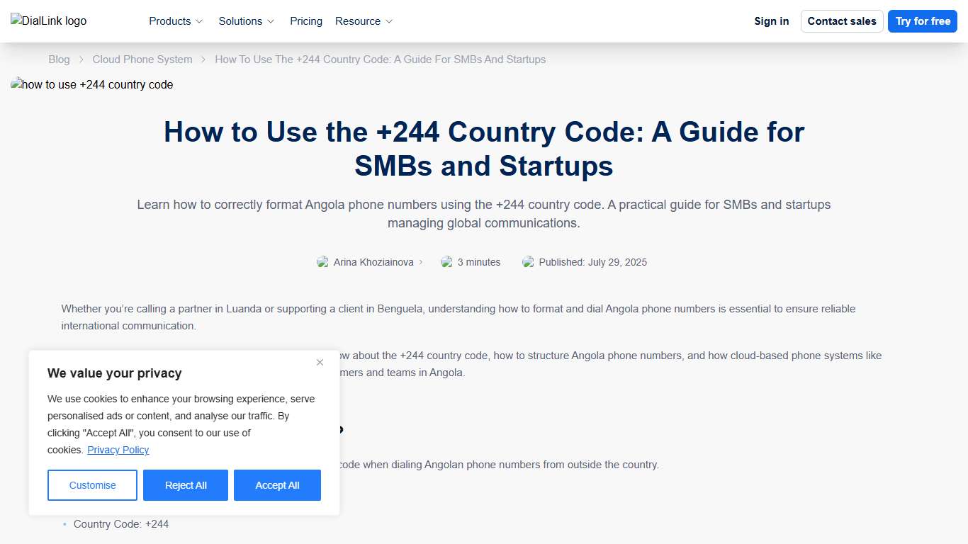 +244 Angola Country Code Guide The DialLink Blog